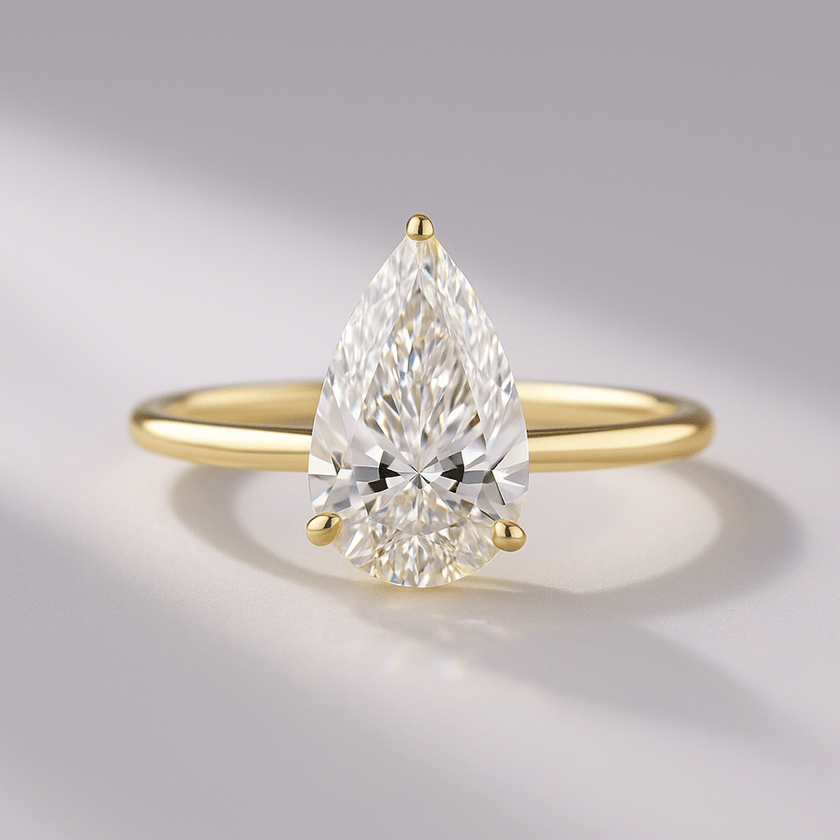 2 Carat Pear Cut Hidden Halo Diamond Engagement Ring - Mivaan Fine Jewelry