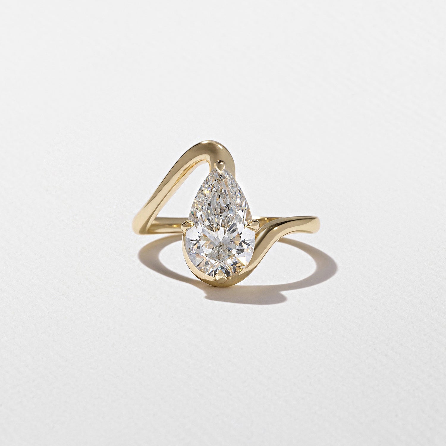 2 Carat Pear Cut Lab Grown Diamond Bypass Ring in 14K Solid Gold - Mivaan Fine Jewelry
