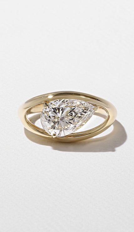 2 Carat Pear Cut Lab Grown Diamond Floating Solitaire Ring in 14K Solid Gold - Mivaan Fine Jewelry
