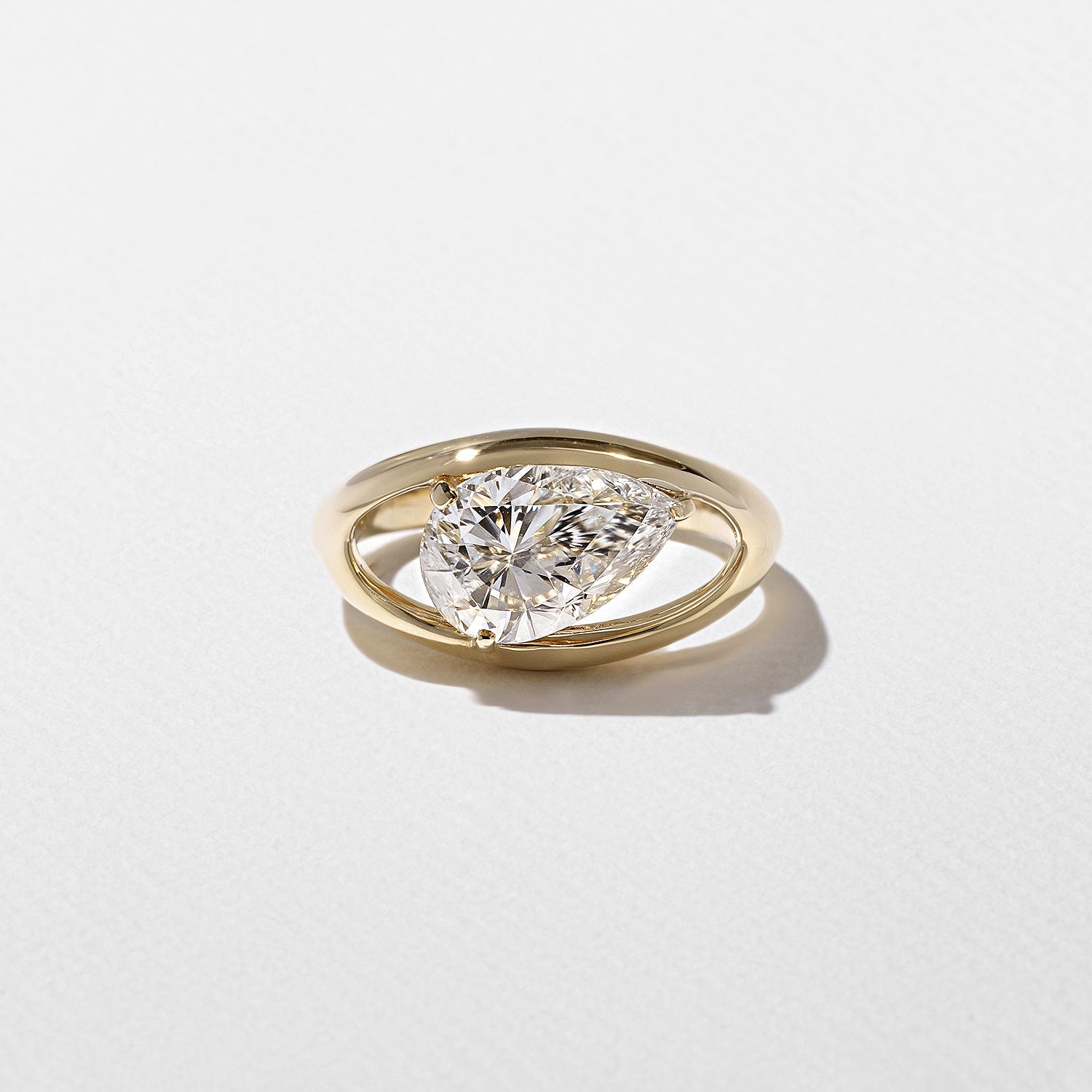 2 Carat Pear Cut Lab Grown Diamond Floating Solitaire Ring in 14K Solid Gold - Mivaan Fine Jewelry