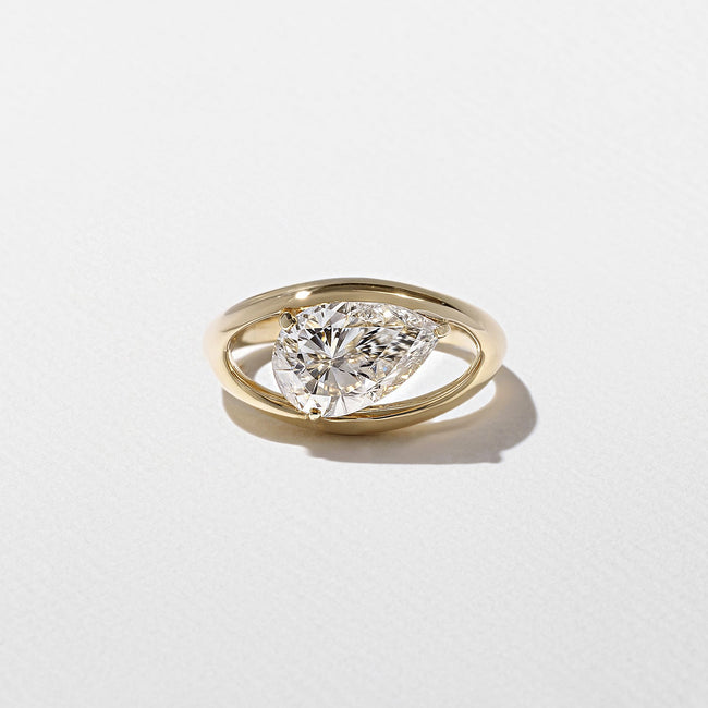 2 Carat Pear Cut Lab Grown Diamond Floating Solitaire Ring in 14K Solid Gold - Mivaan Fine Jewelry