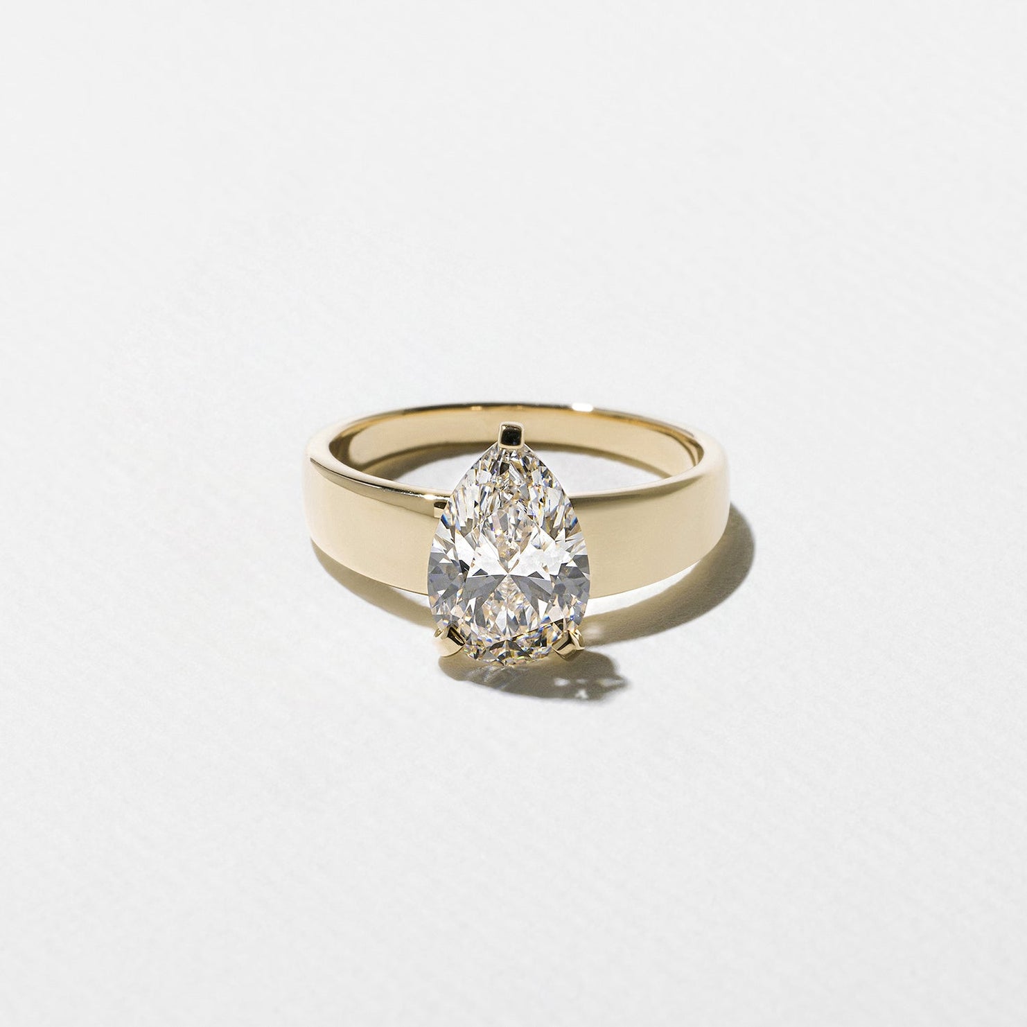 2 carat pear cut lab grown diamond wide band ring