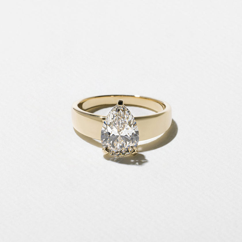 2 Carat Pear Cut Lab Grown Diamond Wide Band Ring in 14K Solid Gold - Mivaan Fine Jewelry