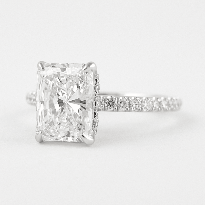2 Carat Radiant Cut Engagement Ring with Pave Diamond Band - Mivaan Fine Jewelry