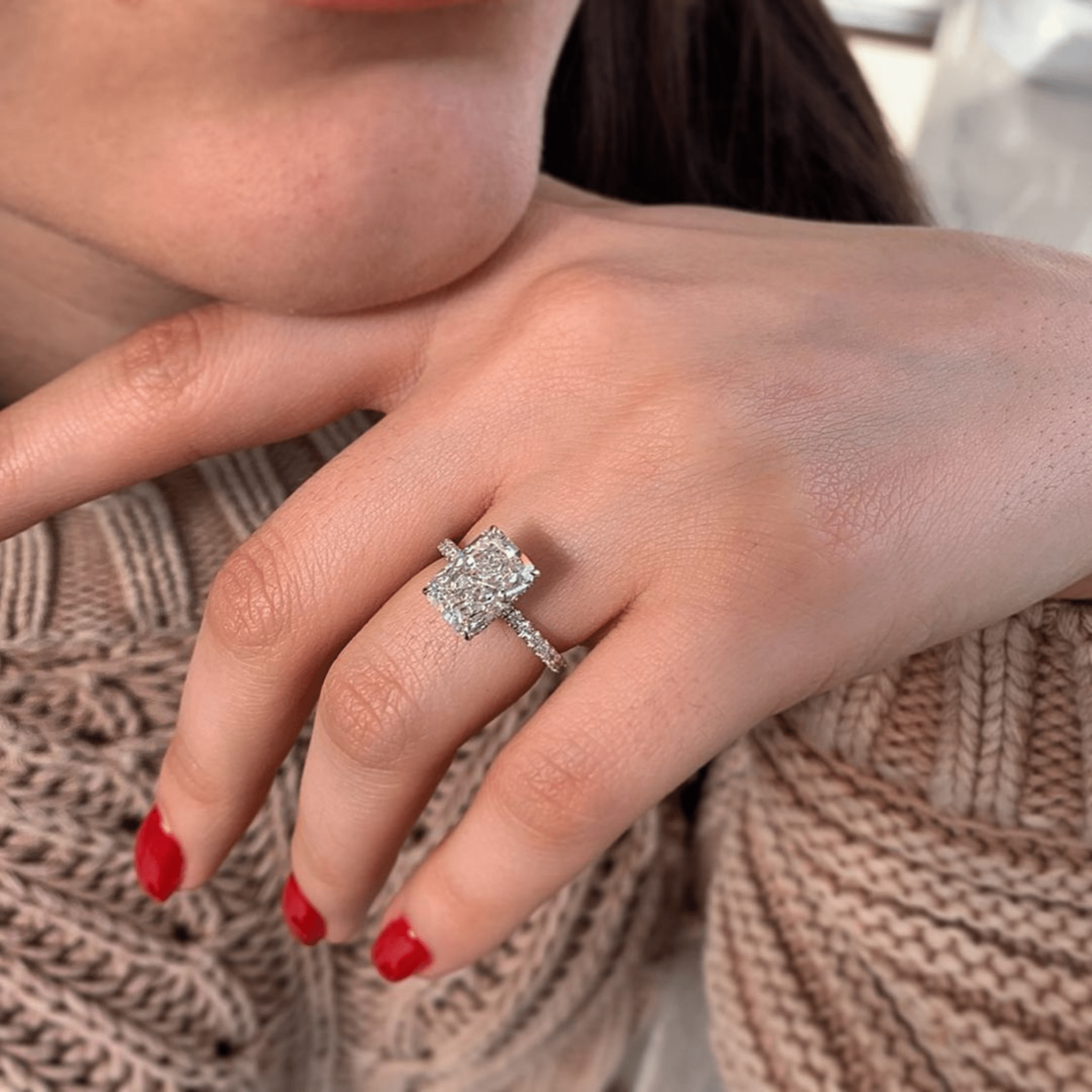 2 Carat Radiant Cut Engagement Ring with Pave Diamond Band - Mivaan Fine Jewelry