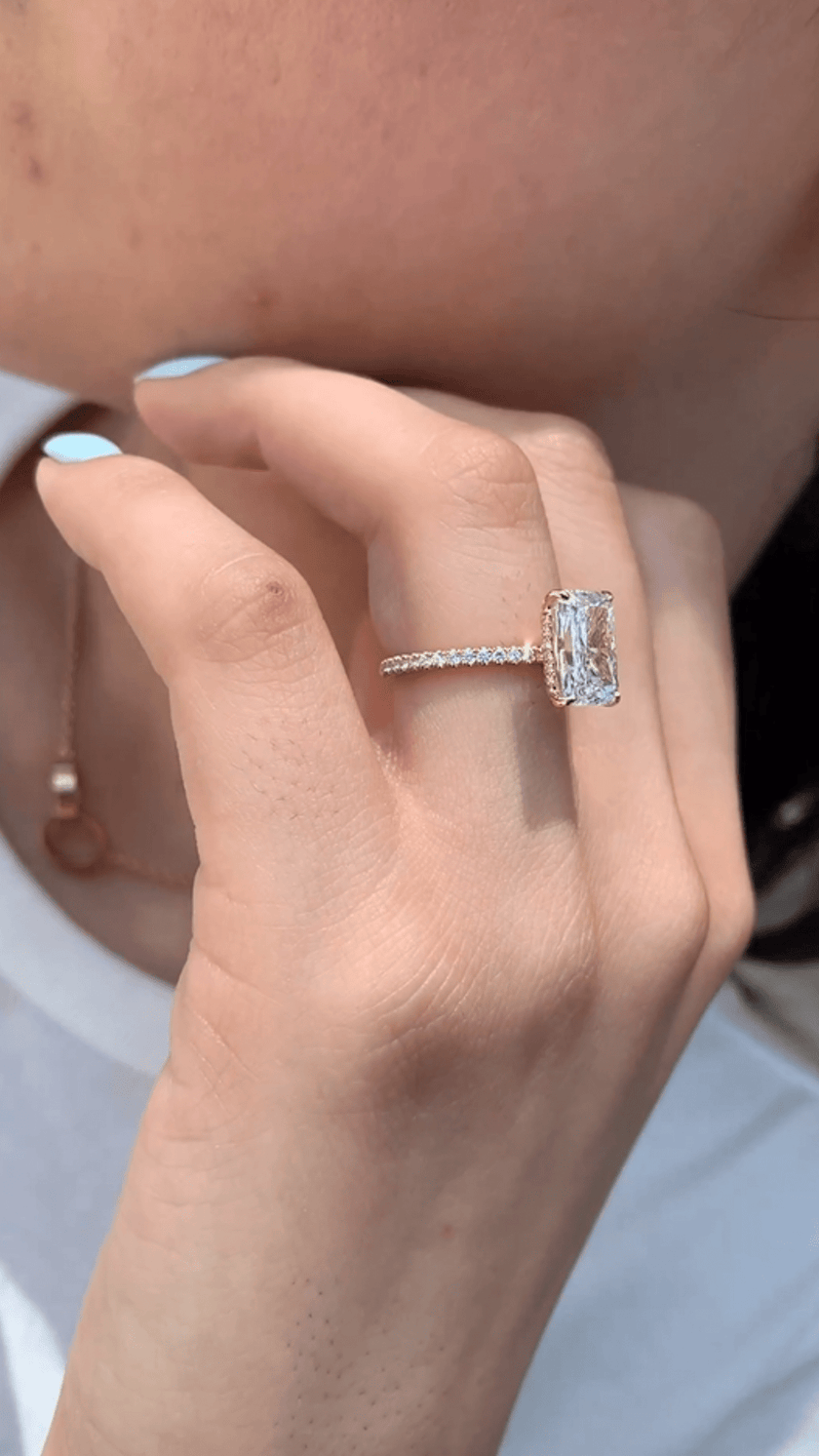 2 Carat Radiant Cut Engagement Ring with Pave Diamond Band - Mivaan Fine Jewelry