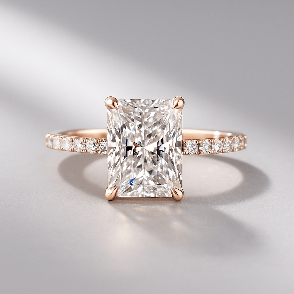 2 Carat Radiant Cut Engagement Ring with Pave Diamond Band - Mivaan Fine Jewelry