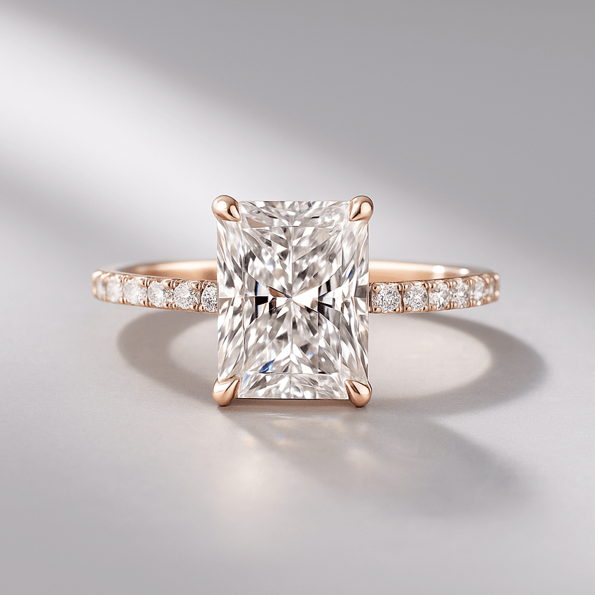 2 Carat Radiant Cut Engagement Ring with Pave Diamond Band - Mivaan Fine Jewelry