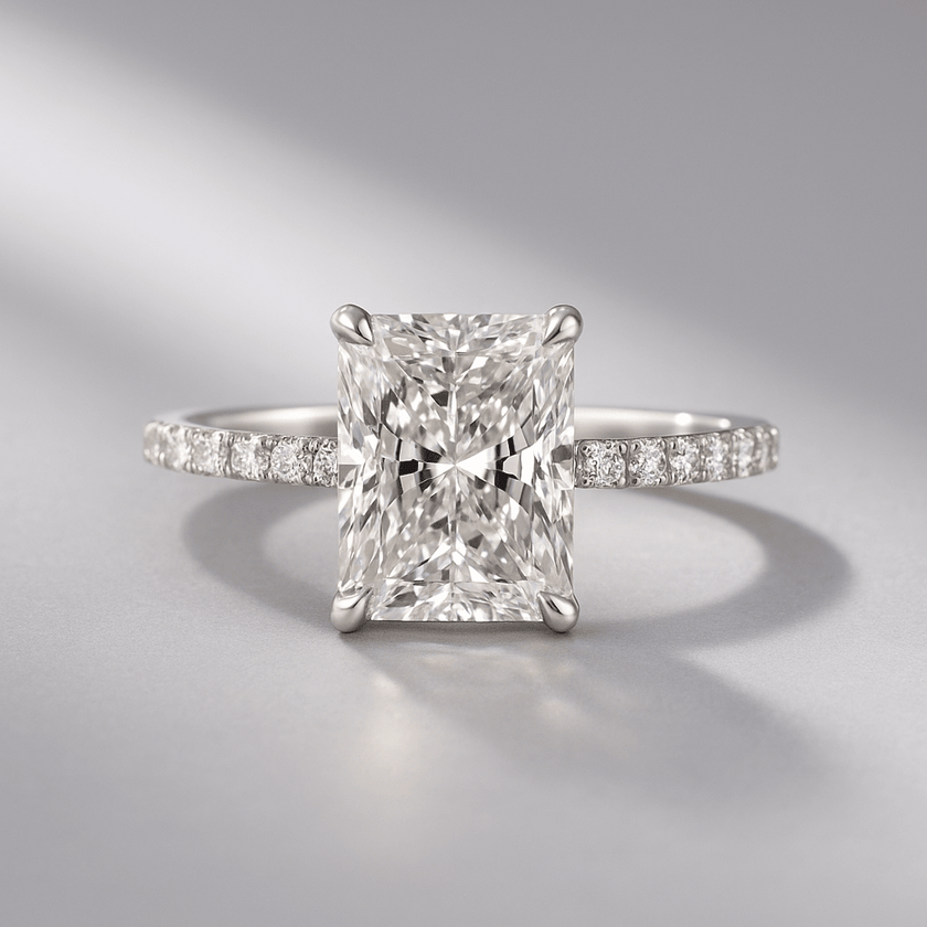 2 Carat Radiant Cut Engagement Ring with Pave Diamond Band - Mivaan Fine Jewelry