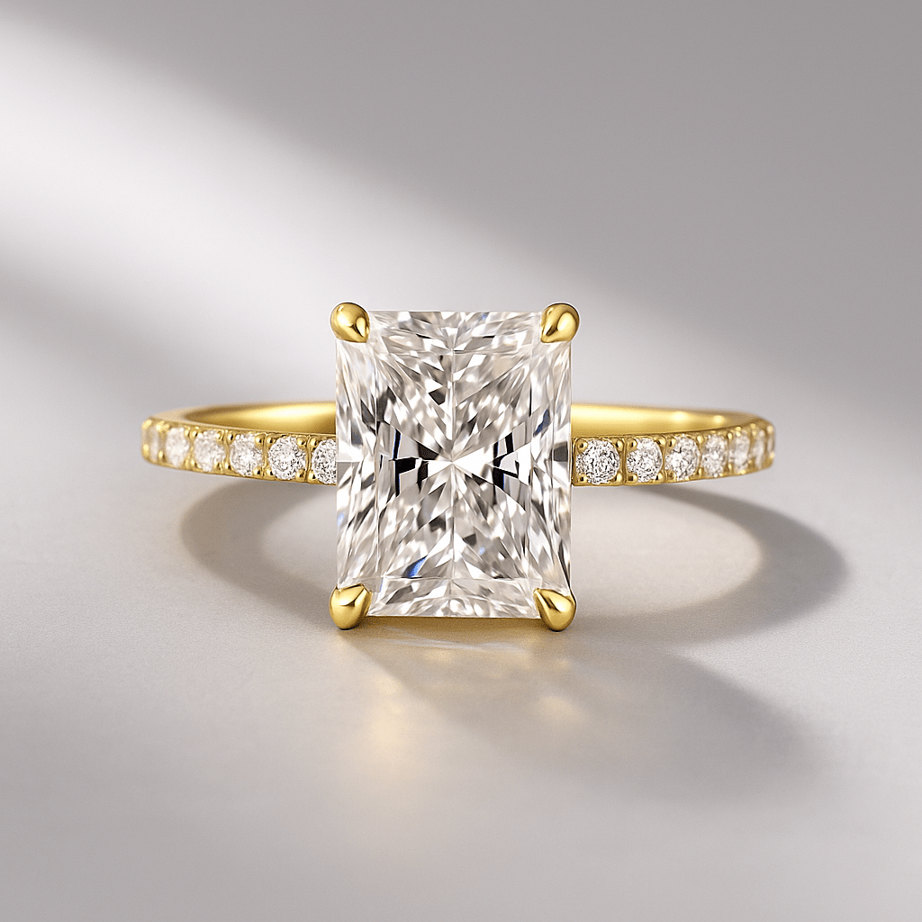 2 Carat Radiant Cut Engagement Ring with Pave Diamond Band - Mivaan Fine Jewelry