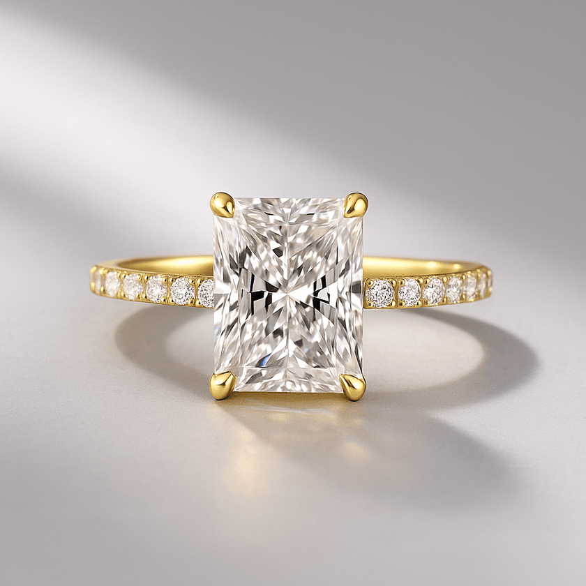 2 Carat Radiant Cut Engagement Ring with Pave Diamond Band - Mivaan Fine Jewelry