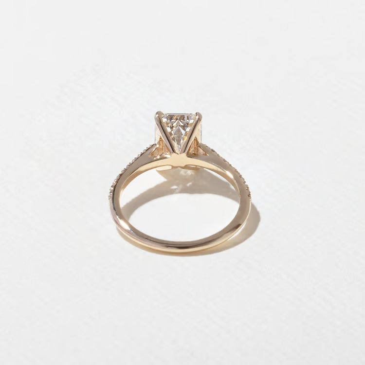 2.50 Carat Emerald Cut Lab Grown Diamond Ring with Pavé Band - Mivaan Fine Jewelry