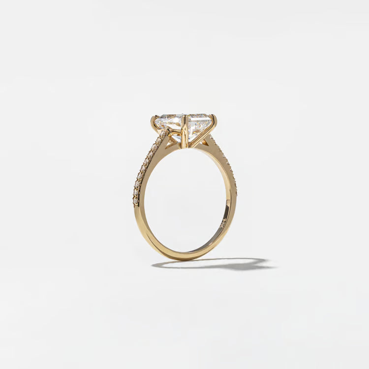 2.50 Carat Emerald Cut Lab Grown Diamond Ring with Pavé Band - Mivaan Fine Jewelry