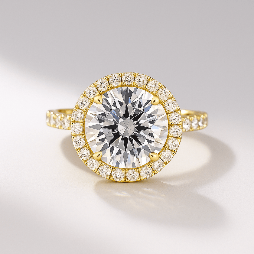 2.00 CT Round Halo Diamond Engagement Ring – Classic Gold Setting - Mivaan Fine Jewelry