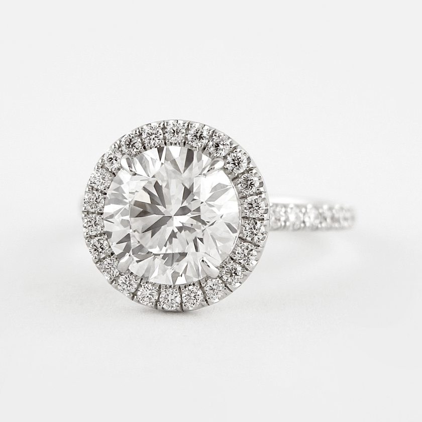 2.00 CT Round Halo Diamond Engagement Ring – Classic Gold Setting - Mivaan Fine Jewelry