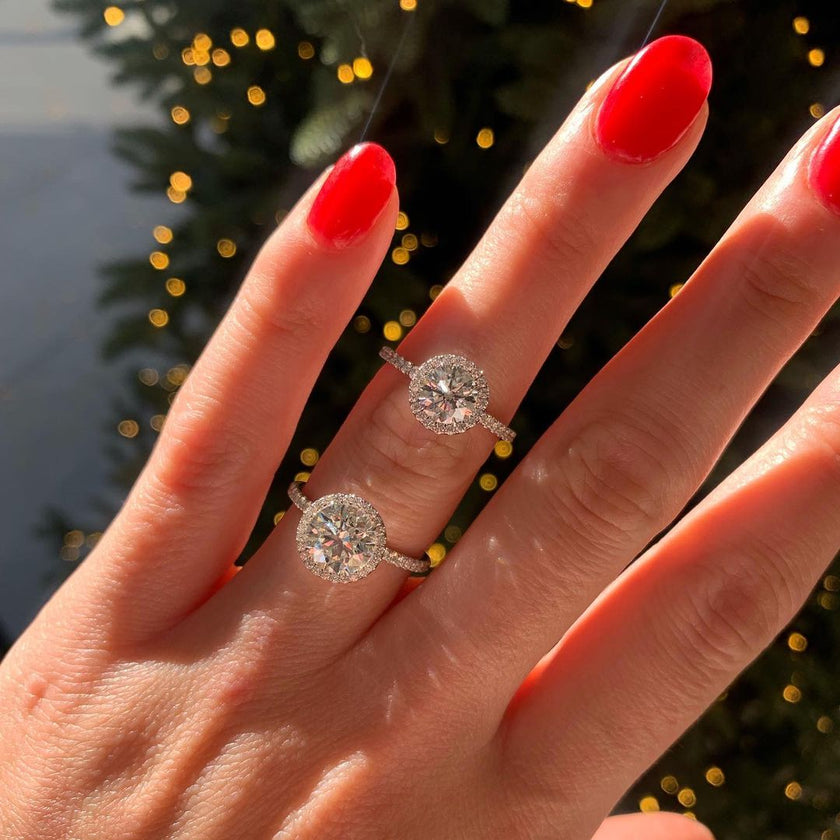 2.00 CT Round Halo Diamond Engagement Ring – Classic Gold Setting - Mivaan Fine Jewelry
