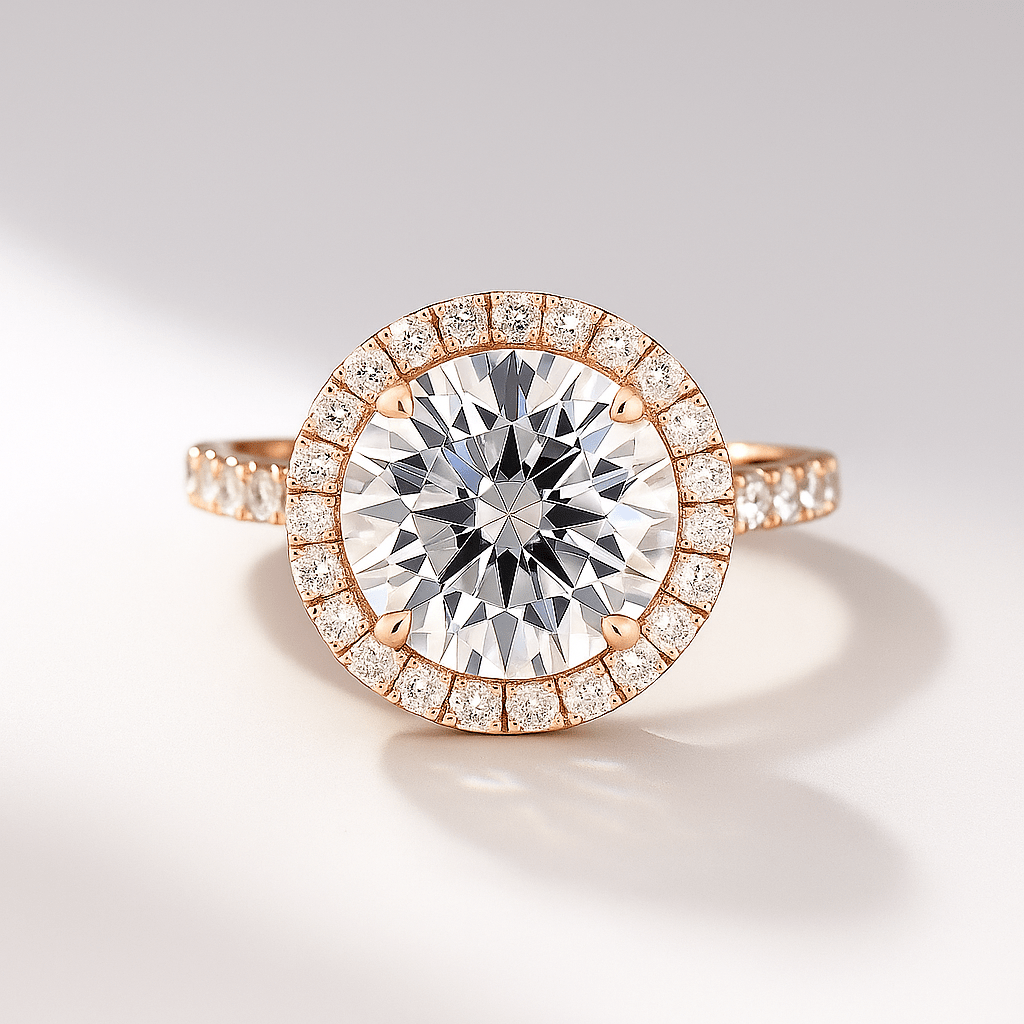 2.00 CT Round Halo Diamond Engagement Ring – Classic Gold Setting - Mivaan Fine Jewelry