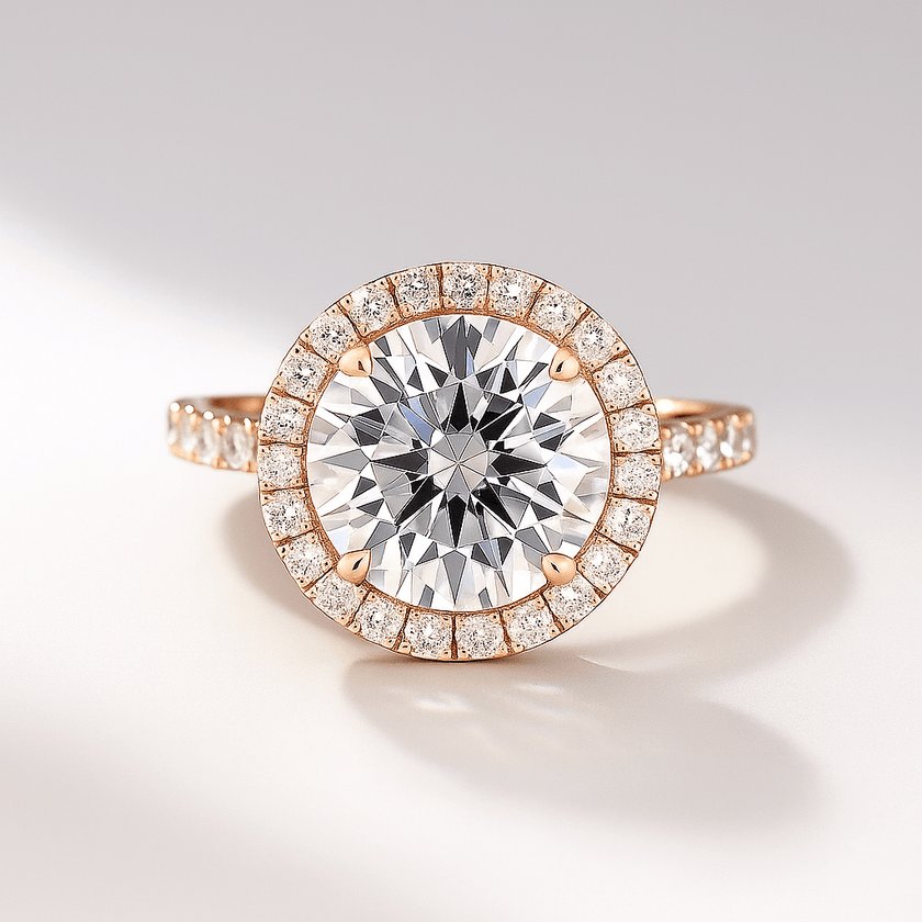2.00 CT Round Halo Diamond Engagement Ring – Classic Gold Setting - Mivaan Fine Jewelry