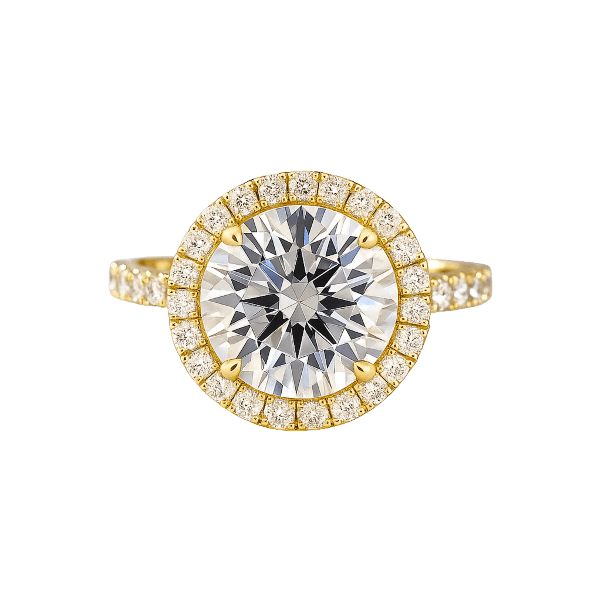 2.00 CT Round Halo Diamond Engagement Ring – Classic Gold Setting - Mivaan Fine Jewelry