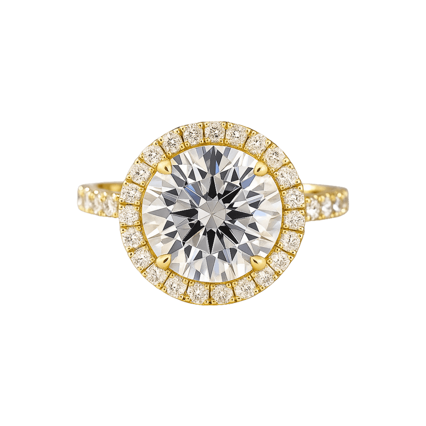 2.00 CT Round Halo Diamond Engagement Ring – Classic Gold Setting - Mivaan Fine Jewelry