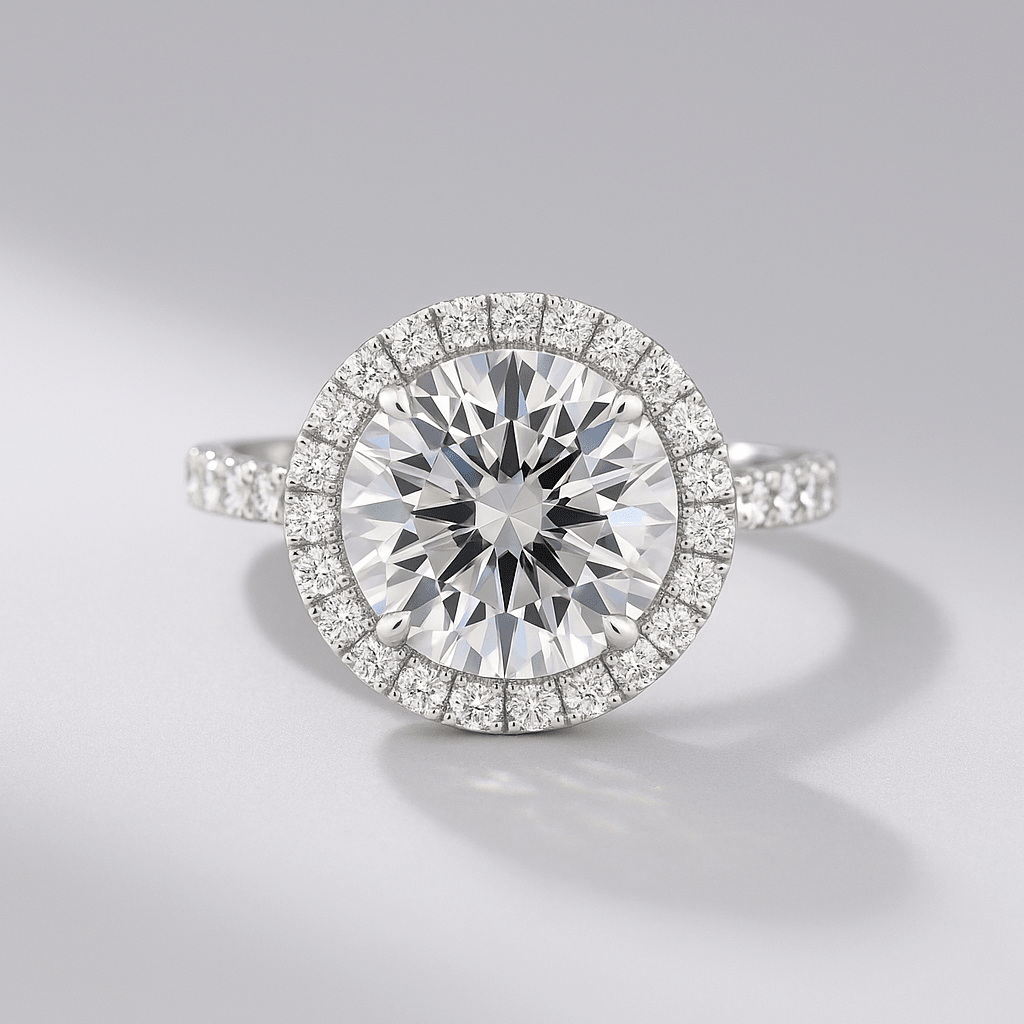 2.00 CT Round Halo Diamond Engagement Ring – Classic Gold Setting - Mivaan Fine Jewelry