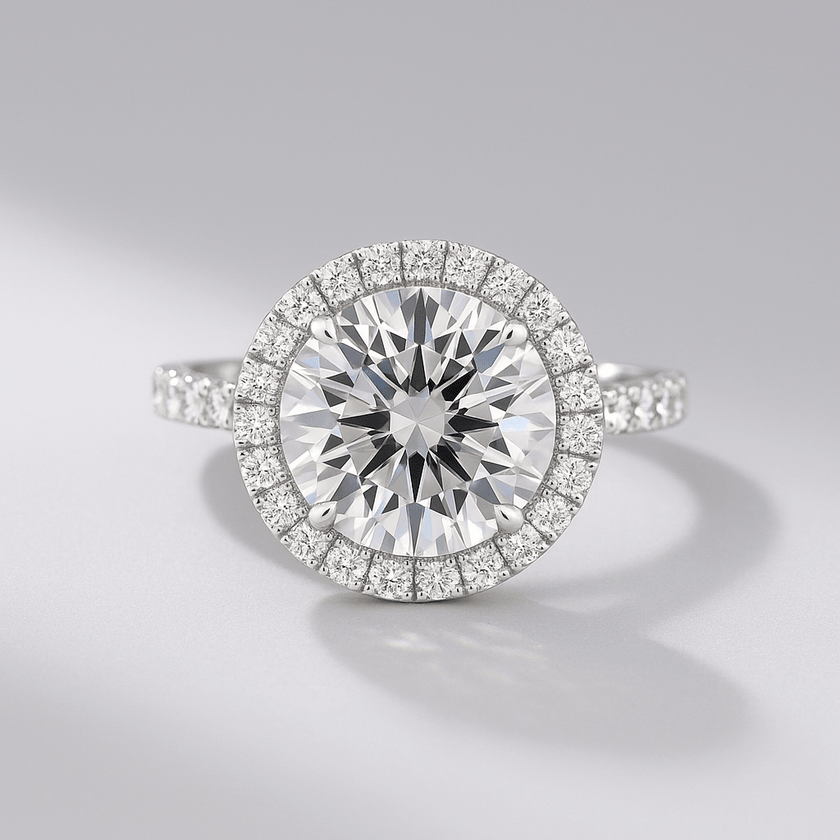 2.00 CT Round Halo Diamond Engagement Ring – Classic Gold Setting - Mivaan Fine Jewelry