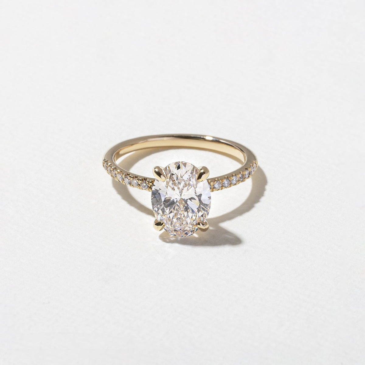 2.05 Carat Oval Cut Lab Diamond Ring with Pavé Band in Solid Gold - Mivaan Fine Jewelry