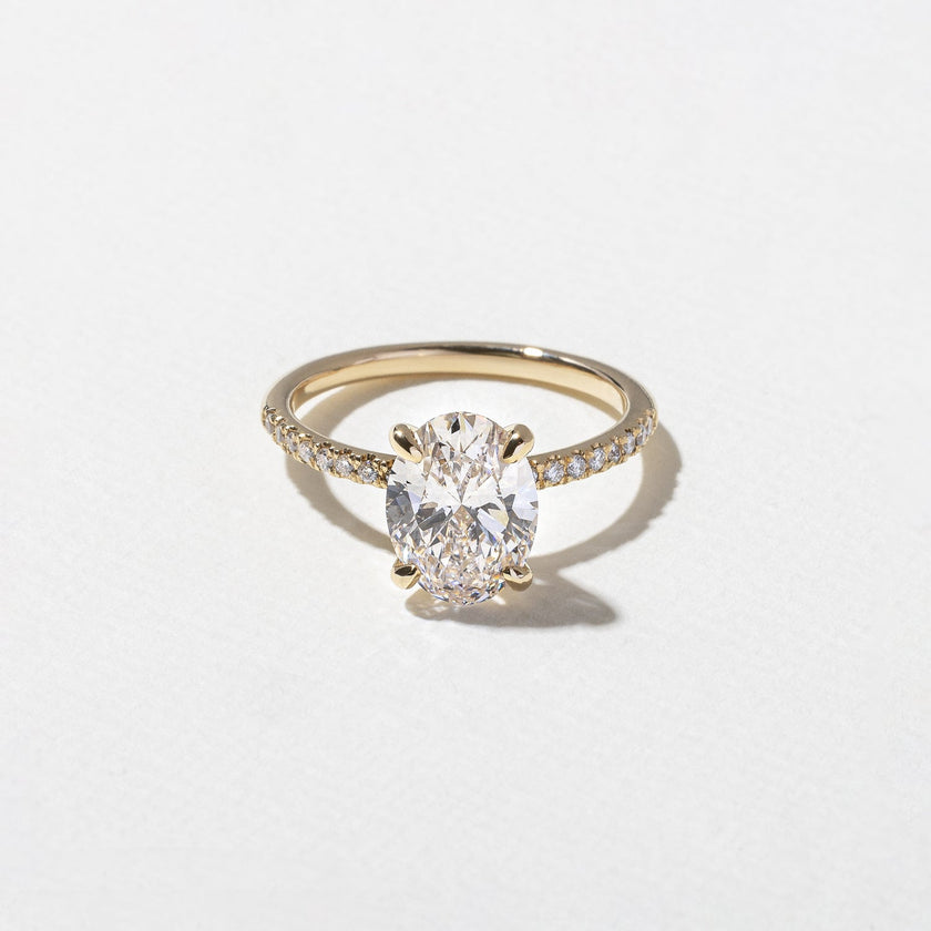 2.05 Carat Oval Cut Lab Diamond Ring with Pavé Band in Solid Gold - Mivaan Fine Jewelry
