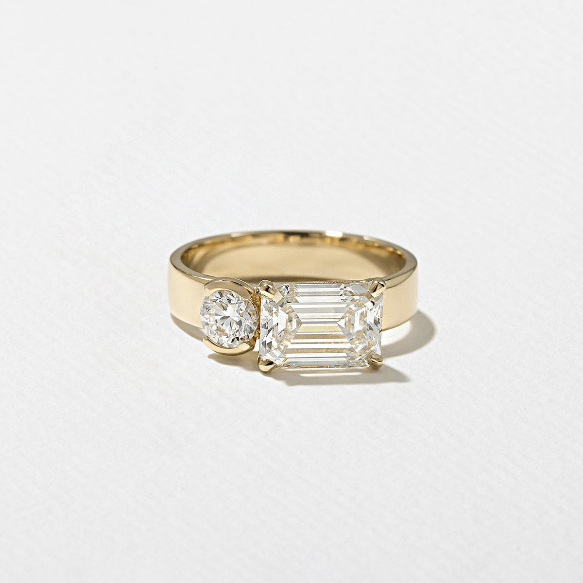2.20 Carat Emerald Cut Lab Diamond Toi et Moi Ring with Round Diamond - Mivaan Fine Jewelry