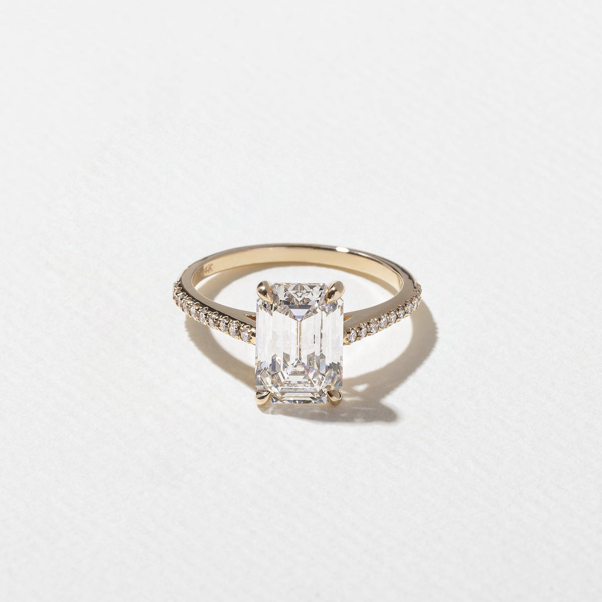 2.50 Carat Emerald Cut Lab Grown Diamond Ring with Pavé Band - Mivaan Fine Jewelry