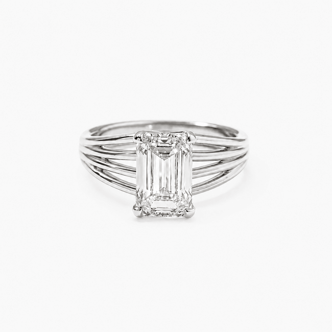 2.50 Carat Emerald Cut Lab Diamond Solitaire Ring - Mivaan Fine Jewelry