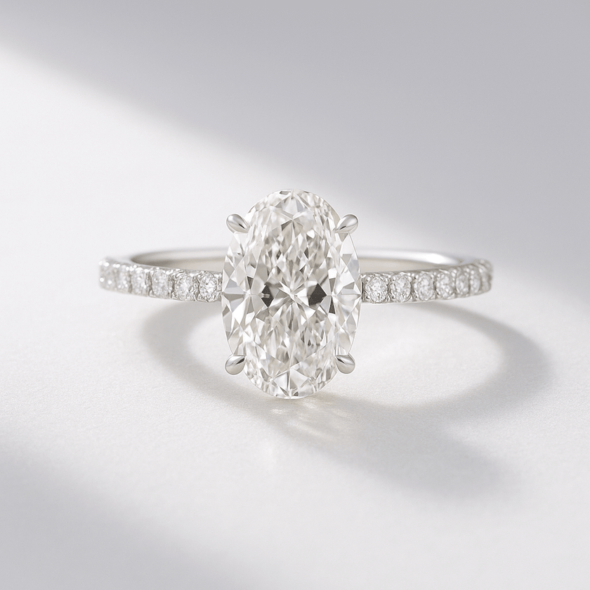 2.5 Carat Oval Lab Diamond Engagement Ring with Pave Hidden Halo - Mivaan Fine Jewelry