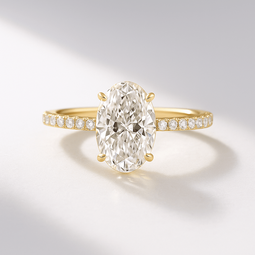 2.5 Carat Oval Lab Diamond Engagement Ring with Pave Hidden Halo - Mivaan Fine Jewelry