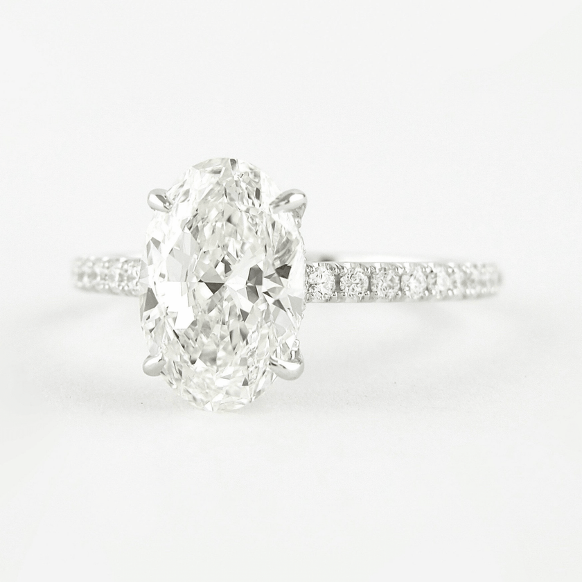 2.5 Carat Oval Lab Diamond Engagement Ring with Pave Hidden Halo - Mivaan Fine Jewelry