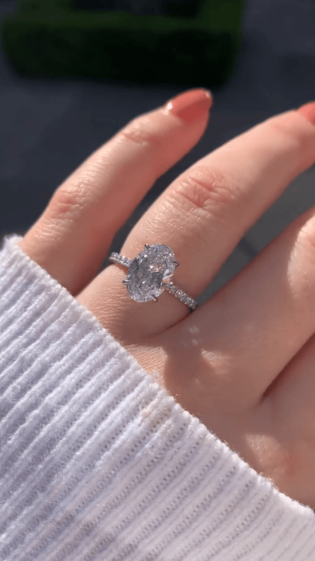 2.5 Carat Oval Lab Diamond Engagement Ring with Pave Hidden Halo - Mivaan Fine Jewelry