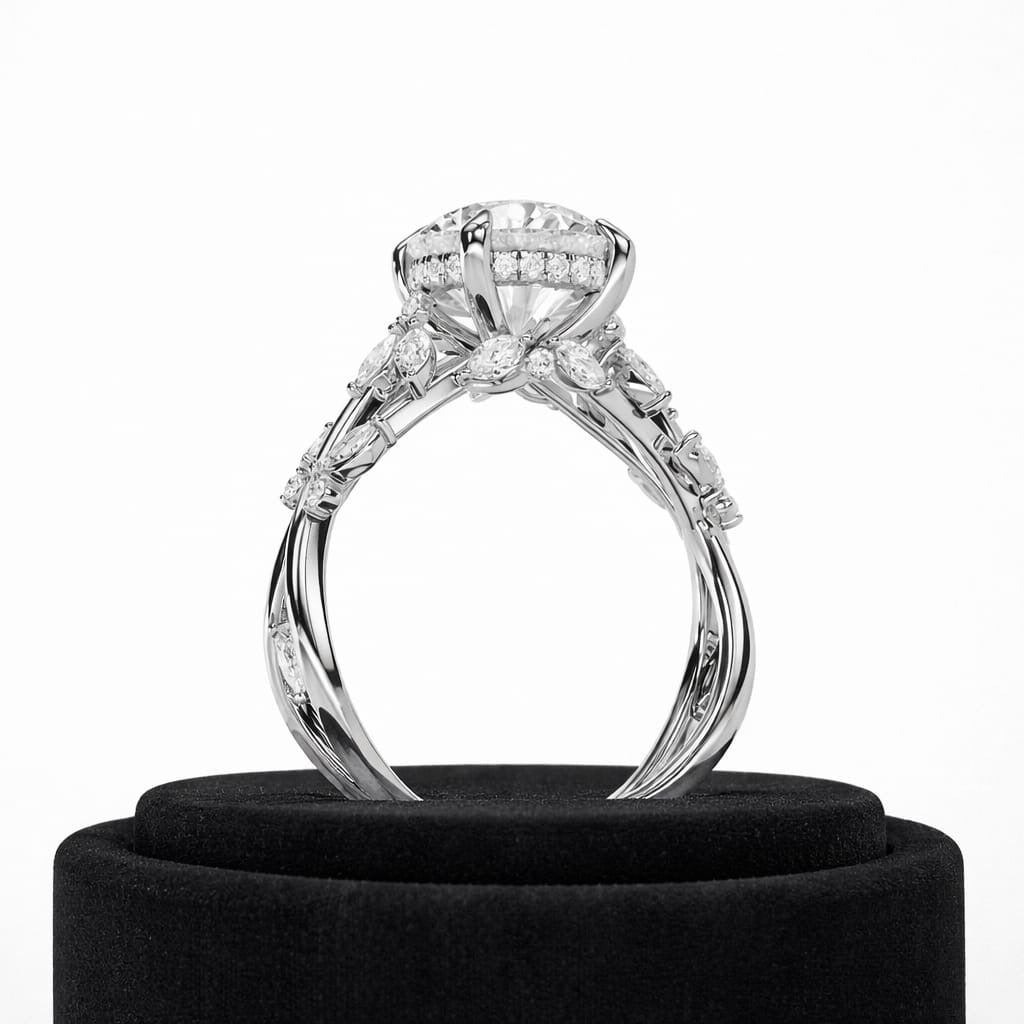 2.5 Carat Round Brilliant Lab Grown Diamond Nature Inspired Engagement Ring - Mivaan Fine Jewelry