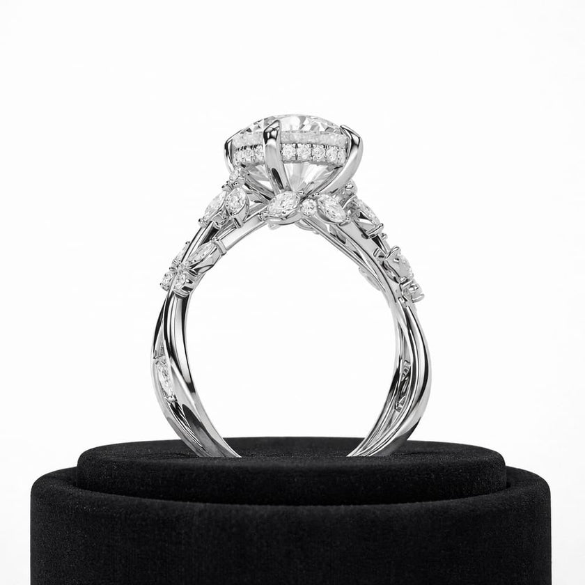 2.5 Carat Round Brilliant Lab Grown Diamond Nature Inspired Engagement Ring - Mivaan Fine Jewelry