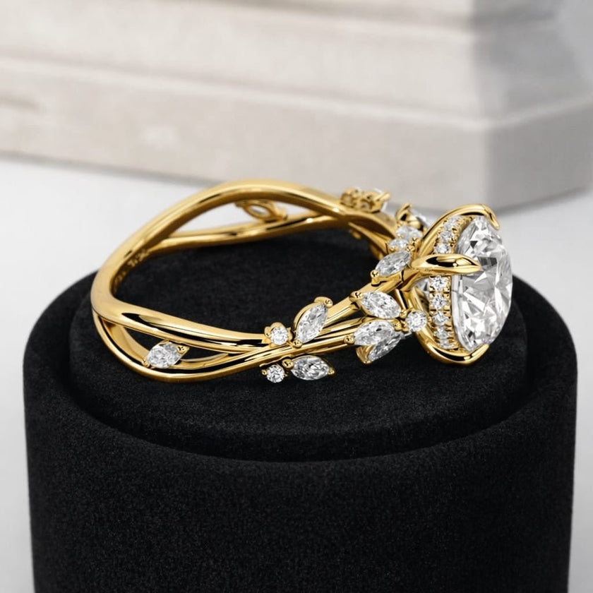 2.5 Carat Round Brilliant Lab Grown Diamond Nature Inspired Engagement Ring - Mivaan Fine Jewelry