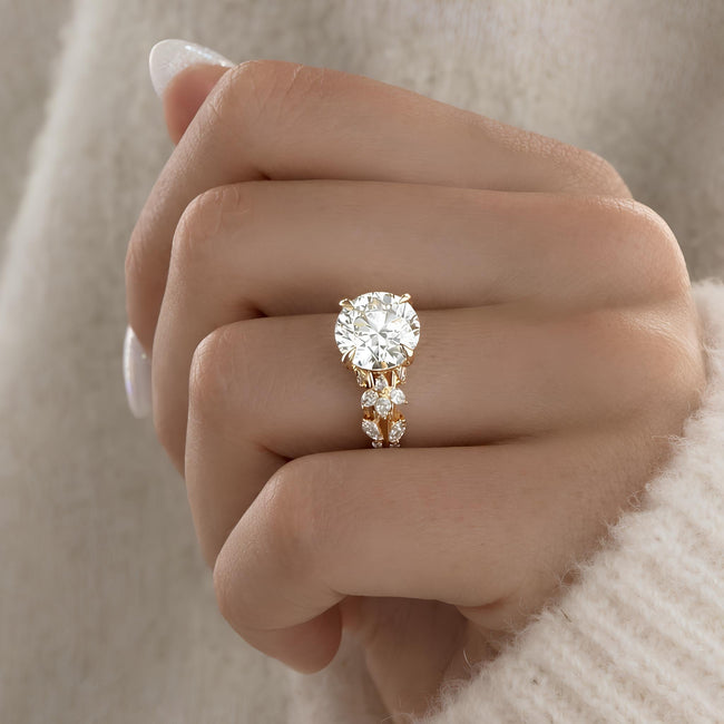 2.5 Carat Round Brilliant Lab Grown Diamond Nature Inspired Engagement Ring - Mivaan Fine Jewelry