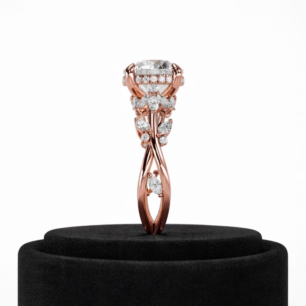 2.5 Carat Round Brilliant Lab Grown Diamond Nature Inspired Engagement Ring - Mivaan Fine Jewelry
