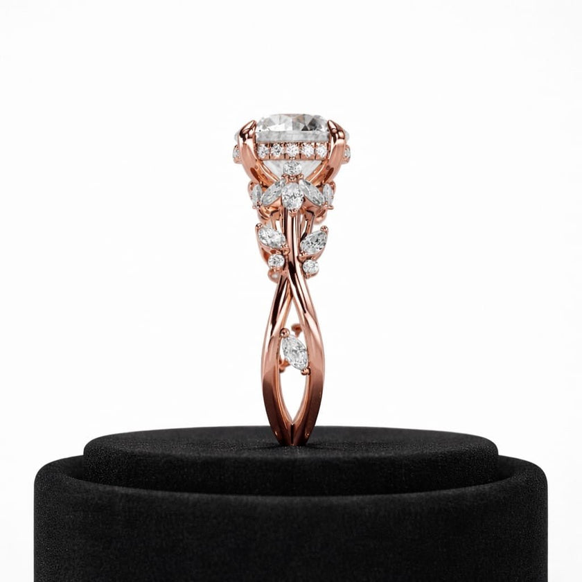 2.5 Carat Round Brilliant Lab Grown Diamond Nature Inspired Engagement Ring - Mivaan Fine Jewelry