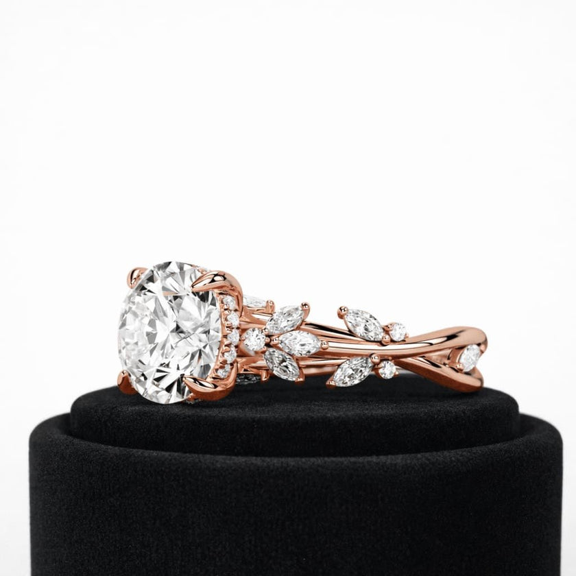 2.5 Carat Round Brilliant Lab Grown Diamond Nature Inspired Engagement Ring - Mivaan Fine Jewelry