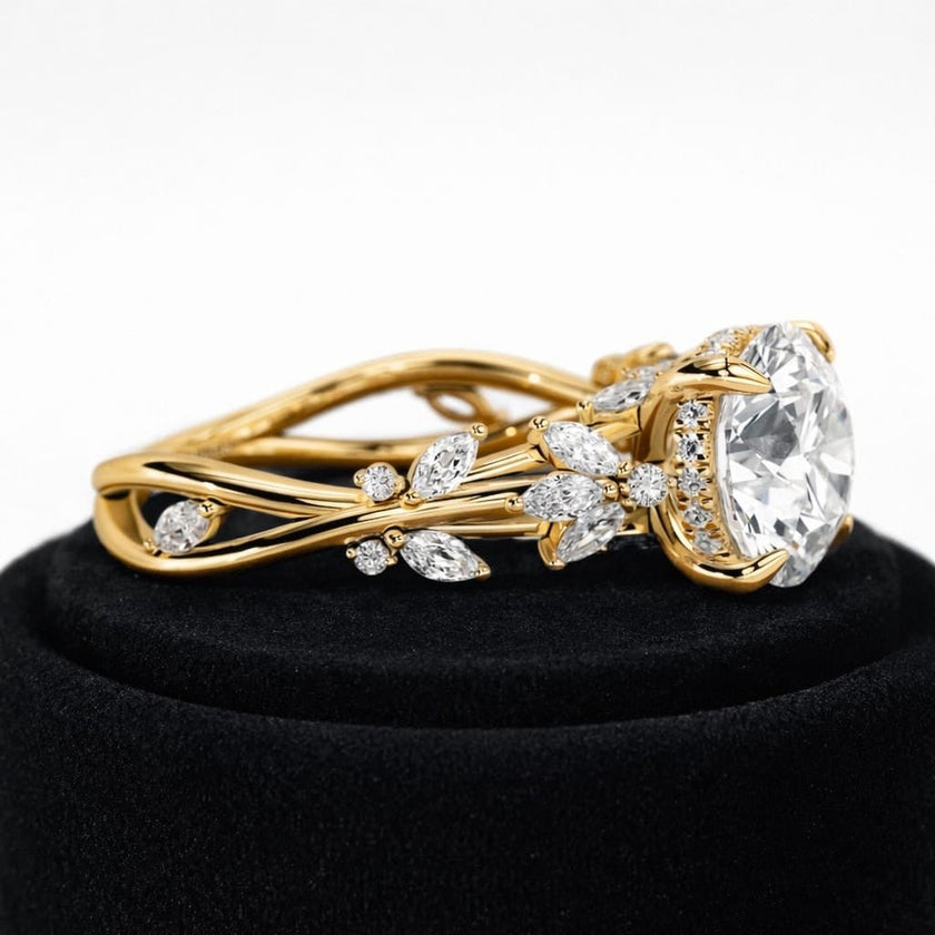 2.5 Carat Round Brilliant Lab Grown Diamond Nature Inspired Engagement Ring - Mivaan Fine Jewelry