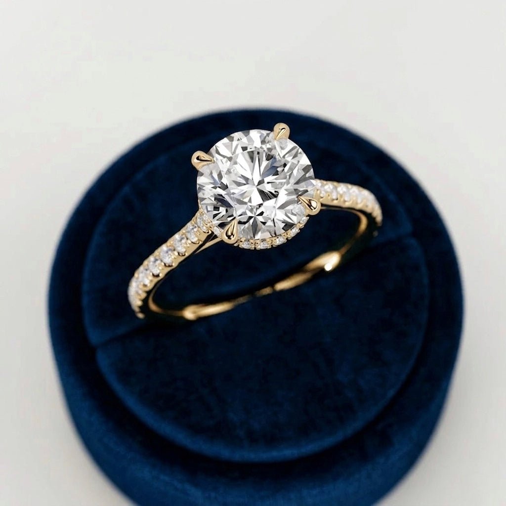 2.5 Carat Round Lab Grown Diamond Engagement Ring with Pavé Band - Mivaan Fine Jewelry
