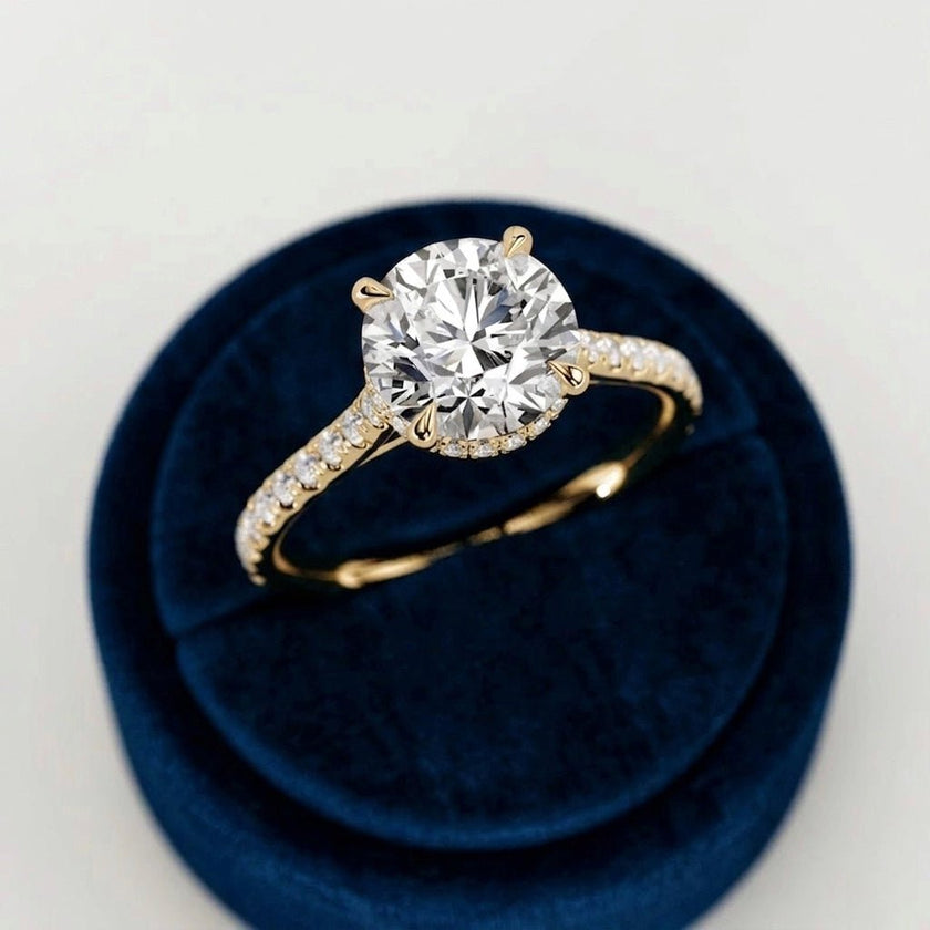 2.5 Carat Round Lab Grown Diamond Engagement Ring with Pavé Band - Mivaan Fine Jewelry