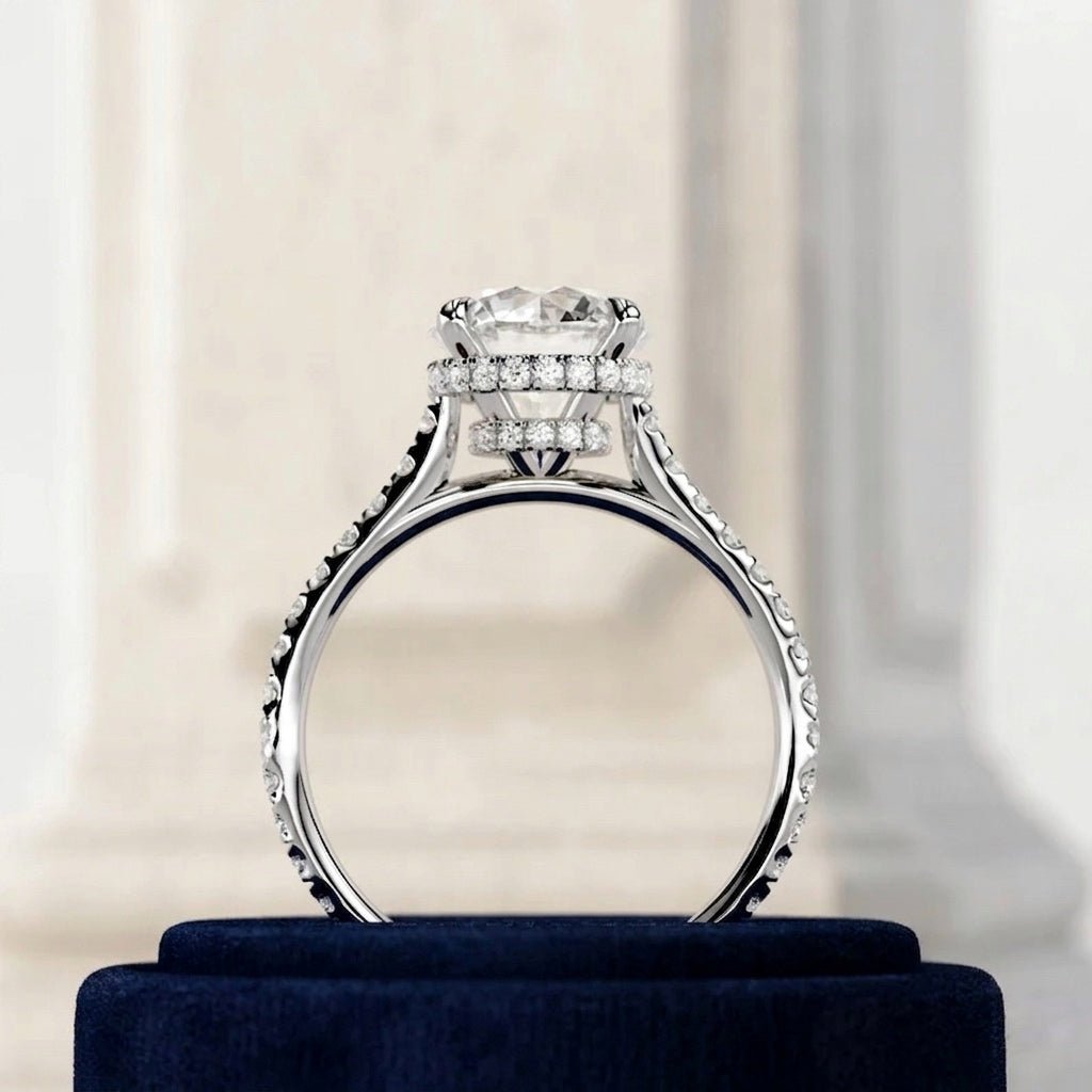 2.5 Carat Round Lab Grown Diamond Engagement Ring with Pavé Band - Mivaan Fine Jewelry
