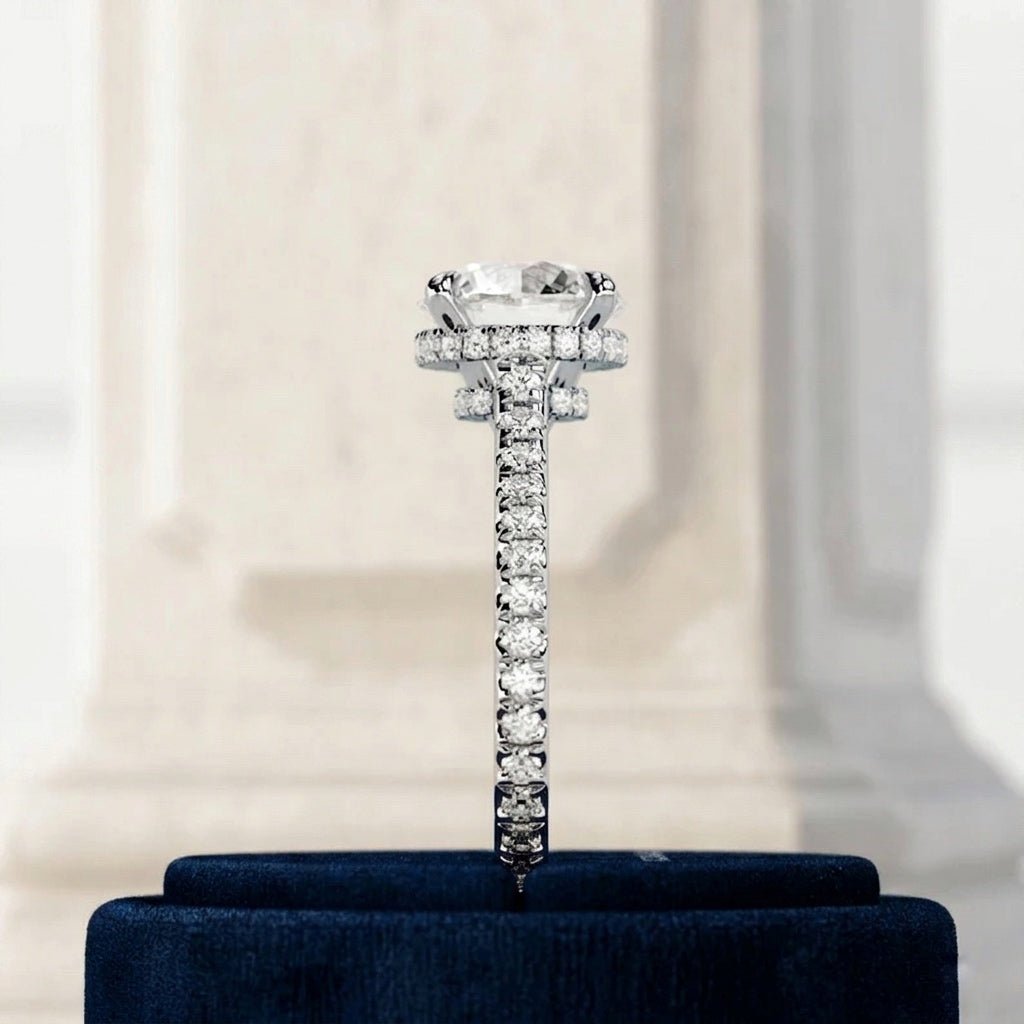 2.5 Carat Round Lab Grown Diamond Engagement Ring with Pavé Band - Mivaan Fine Jewelry