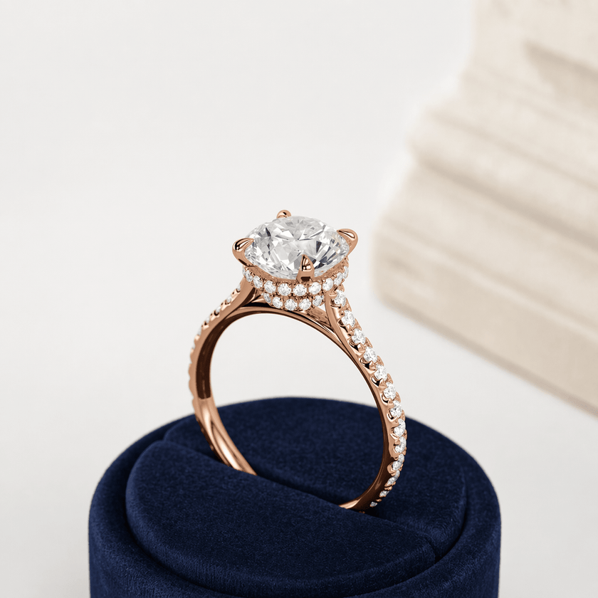 2.5 Carat Round Lab Grown Diamond Engagement Ring with Pavé Band - Mivaan Fine Jewelry