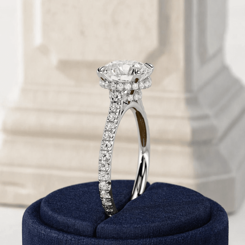 2.5 Carat Round Lab Grown Diamond Engagement Ring with Pavé Band - Mivaan Fine Jewelry