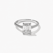 2.50 Carat Emerald Cut Lab Grown Diamond Ring with Pavé Band - Mivaan Fine Jewelry